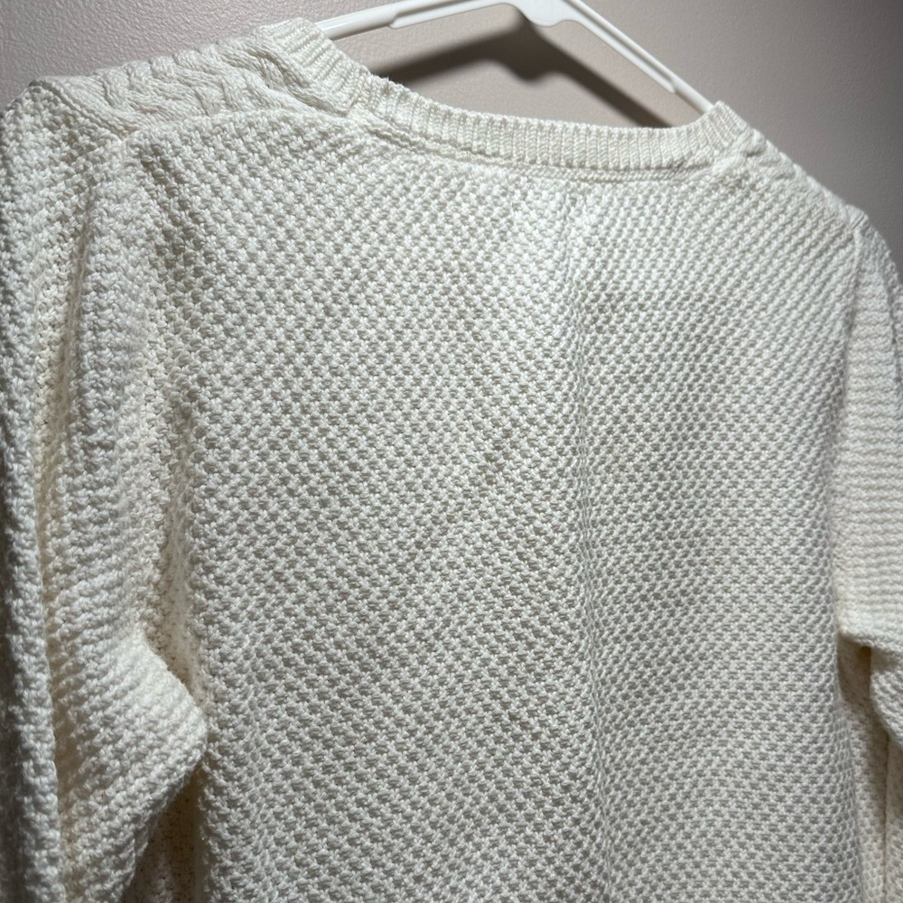Croft & Barrow 100% Cotton White Crew Neck Knit Sweater Thick Cozy Warm EUC - Picture 8 of 15